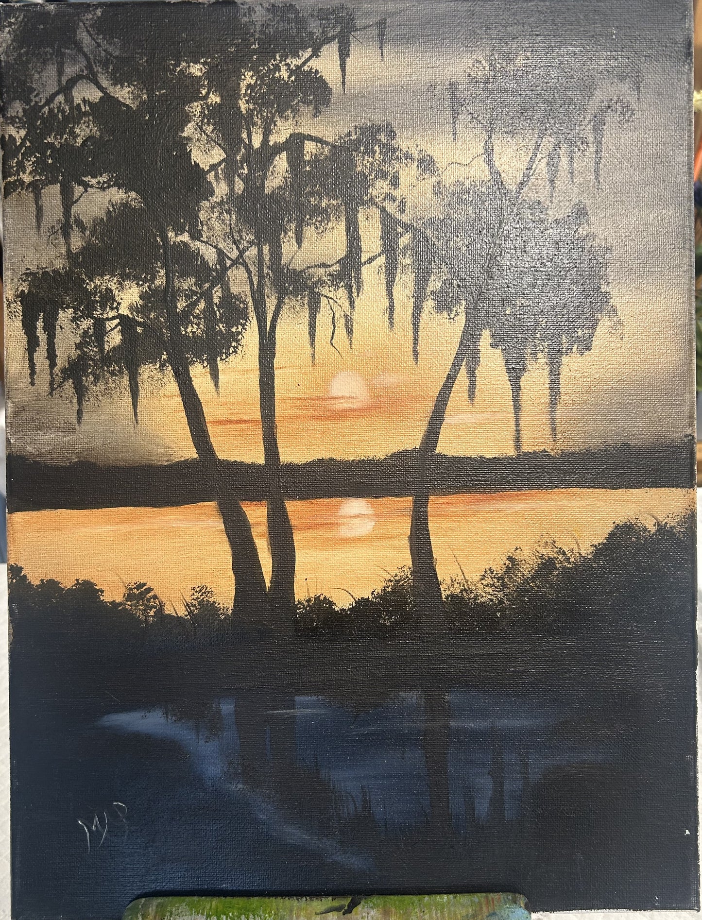 Hand Painted Artwork of Coastal Wetlands 12x16