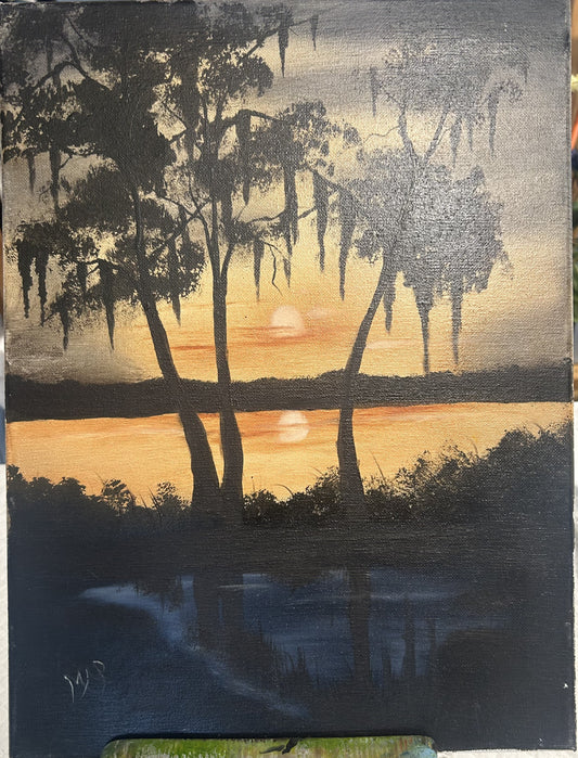 Hand Painted Artwork of Coastal Wetlands 12x16