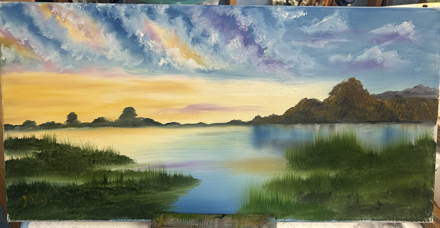 Hand Painted Artwork of Coastal Wetlands 10x20