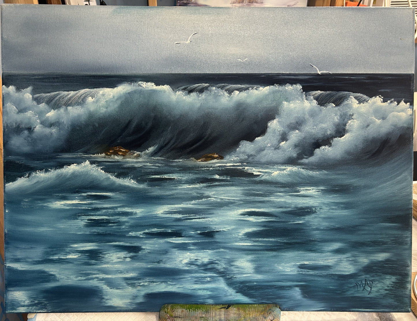 Hand Painted Artwork of Coastlines 18x24